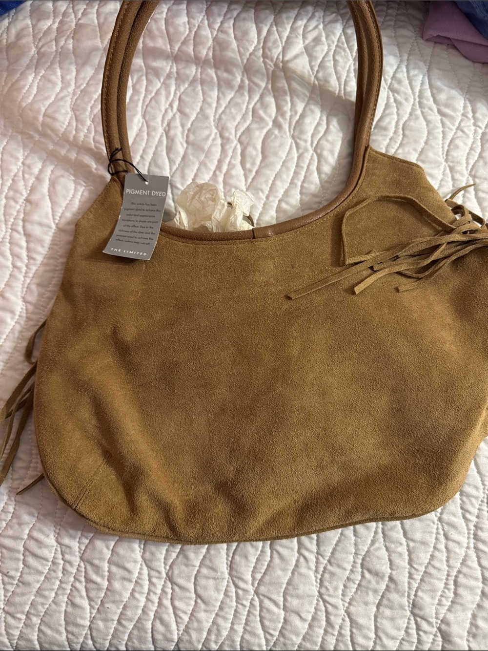 The Limited Tan Suede Fringe Shoulder Bag - Picture 2 of 6
